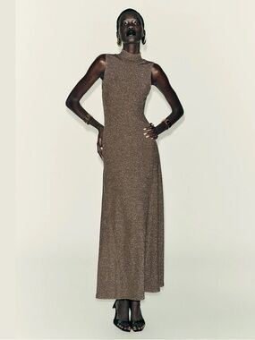 ZARA Metallic Thread Sleeveless Maxi Dress